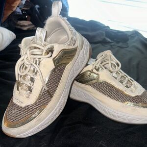 Chic Gold and Cream Women's Sneakers